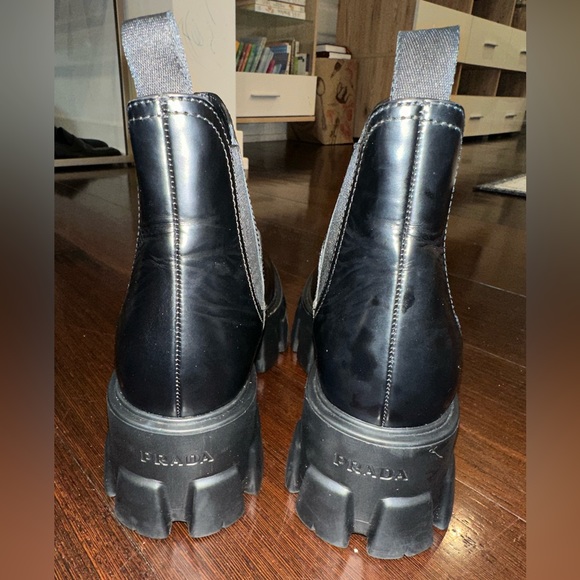 PRADA Monolith Brushed Leather Chelsea Platform Chunky Boot - SIZE 38EU/8US - Picture 7 of 16